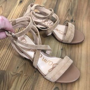 Sam Edelman short suede tan heels